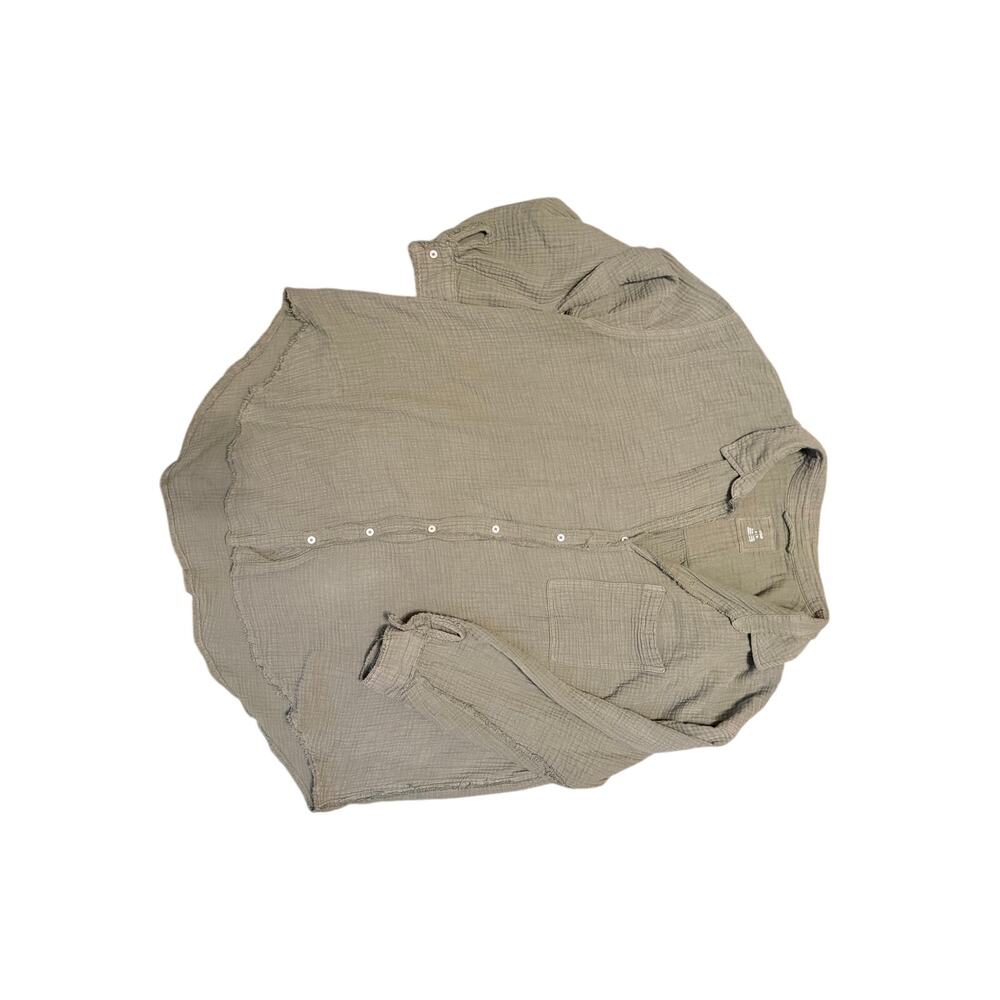 aerie Olive Green Gauze Button Down Shirt – XL